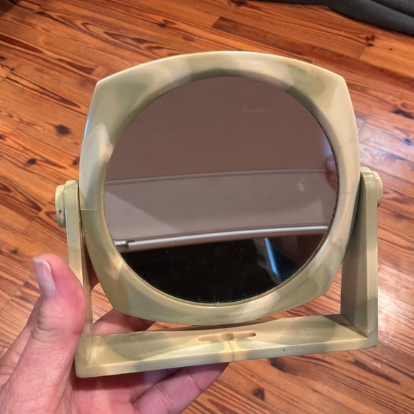 Other - VTG Marbled Green Swivel Vanity Mirror Double Sided Magnifying Tabletop Wall